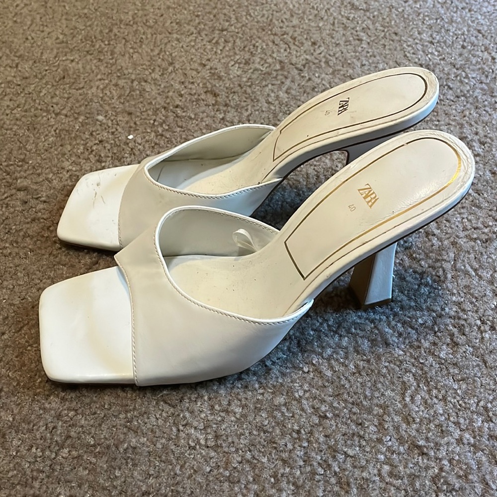 Square toe leather Zara Mules